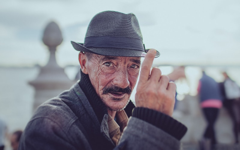 Playful gesture from older gent