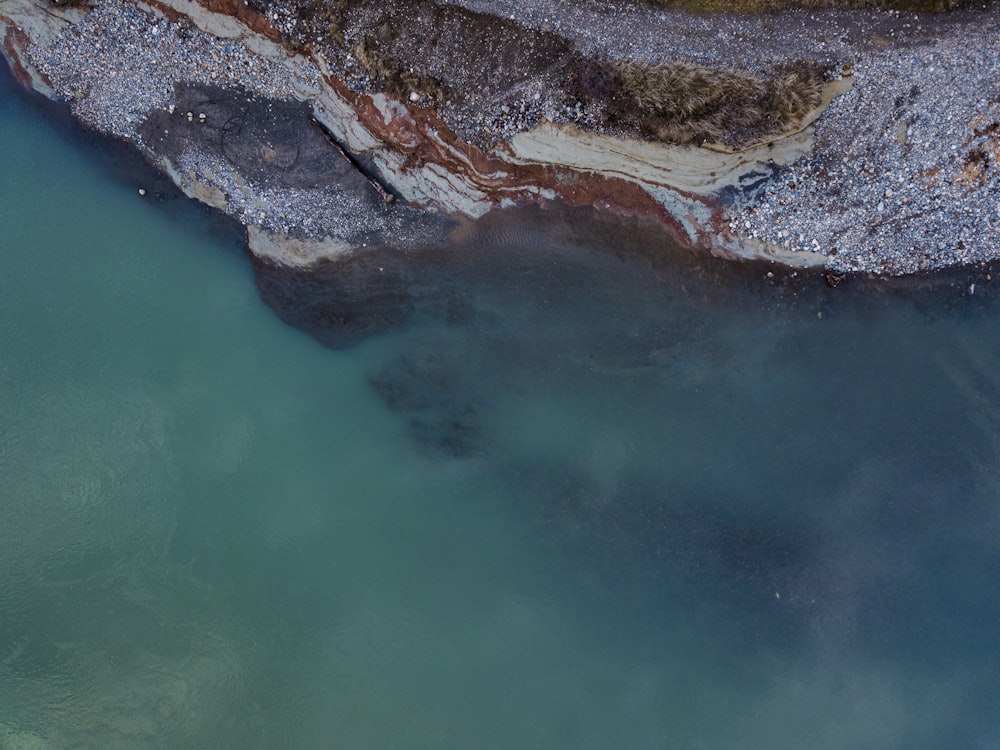 an aerial view of a body of water