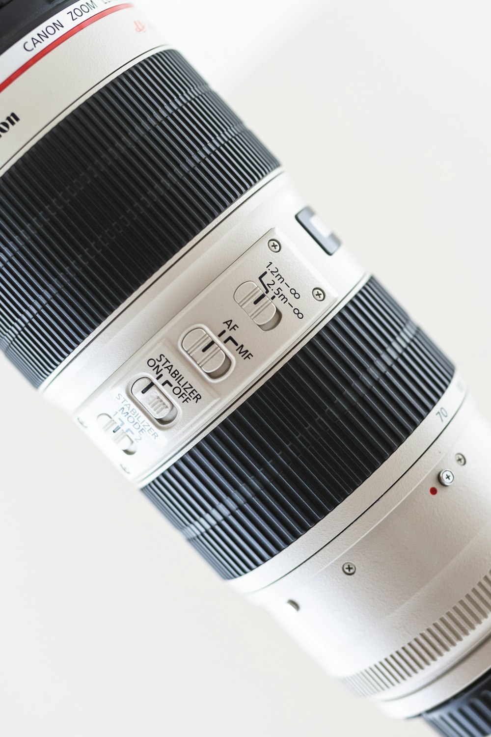 a close up of a camera lens on a white background