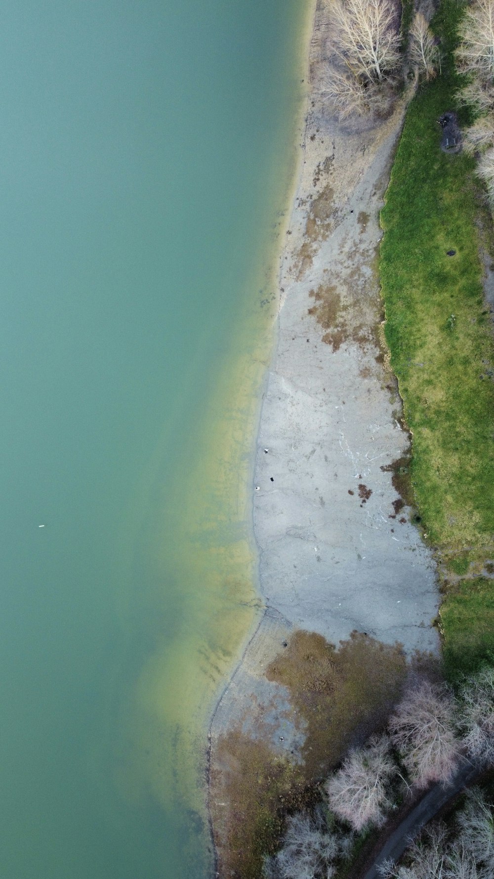 an aerial view of a body of water