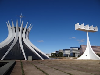 a large white building with a star on top of it