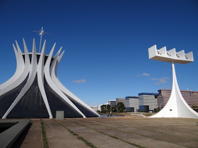 a large white building with a star on top of it