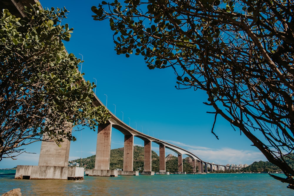 eine große Brücke, die sich über ein Gewässer spannt