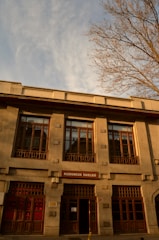 a tall building with a tree in front of it