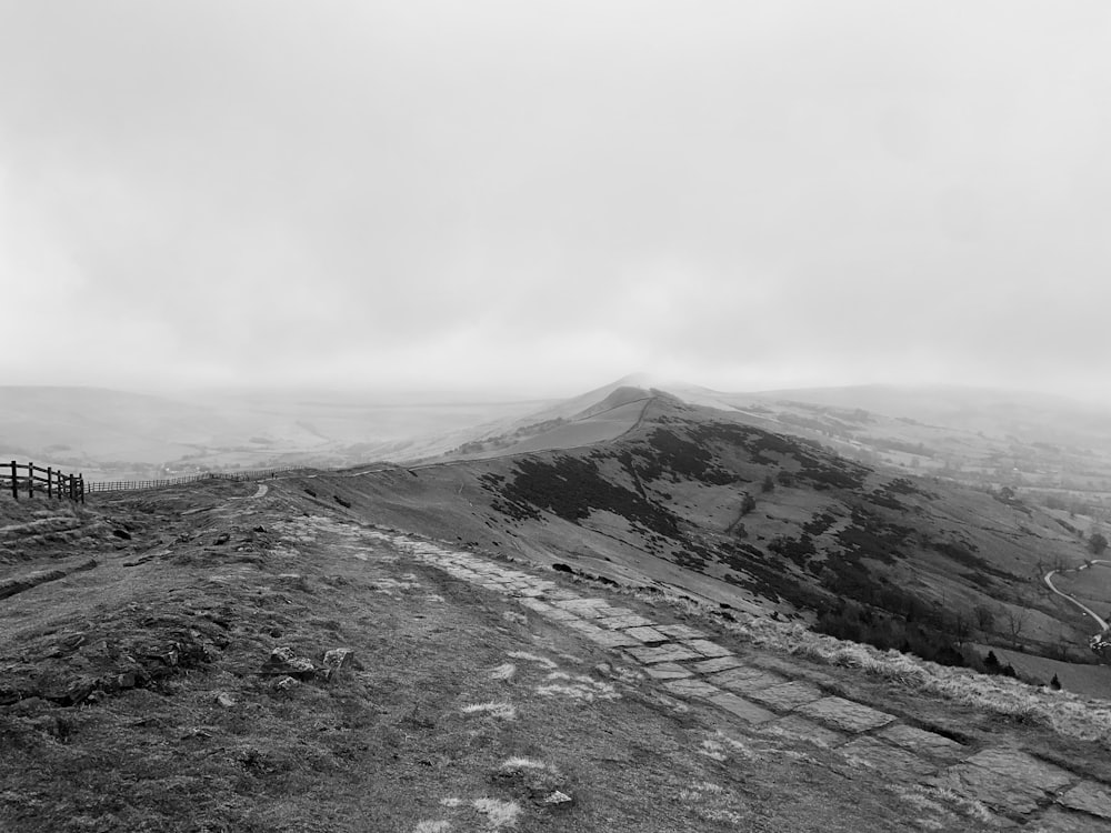 a black and white photo of a mountain