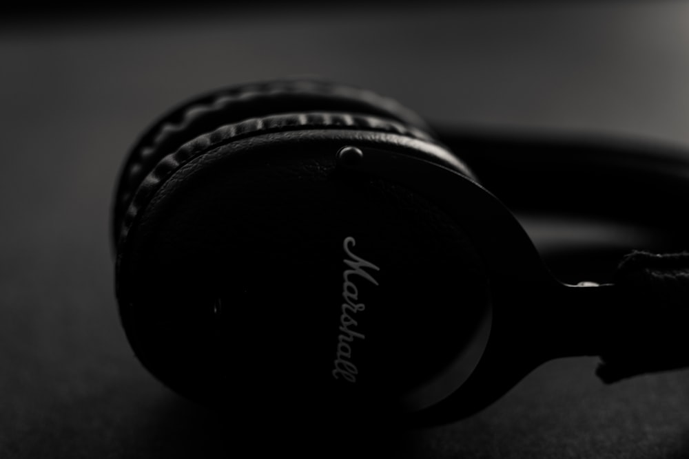 a pair of headphones sitting on top of a table