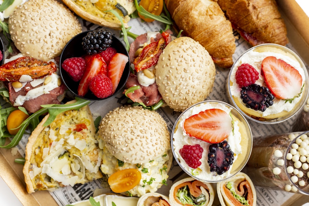 a tray filled with different types of food