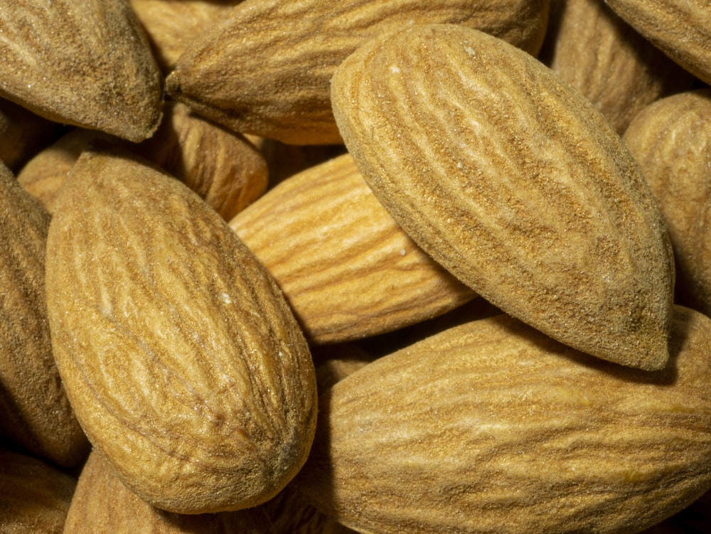 a pile of almonds sitting on top of each other