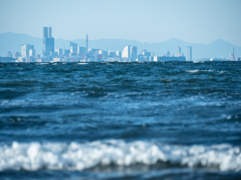 a view of a city from the ocean