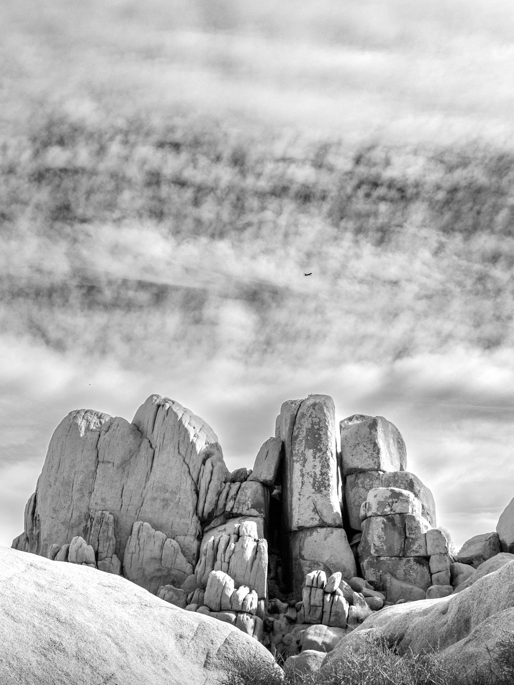 a black and white photo of some rocks