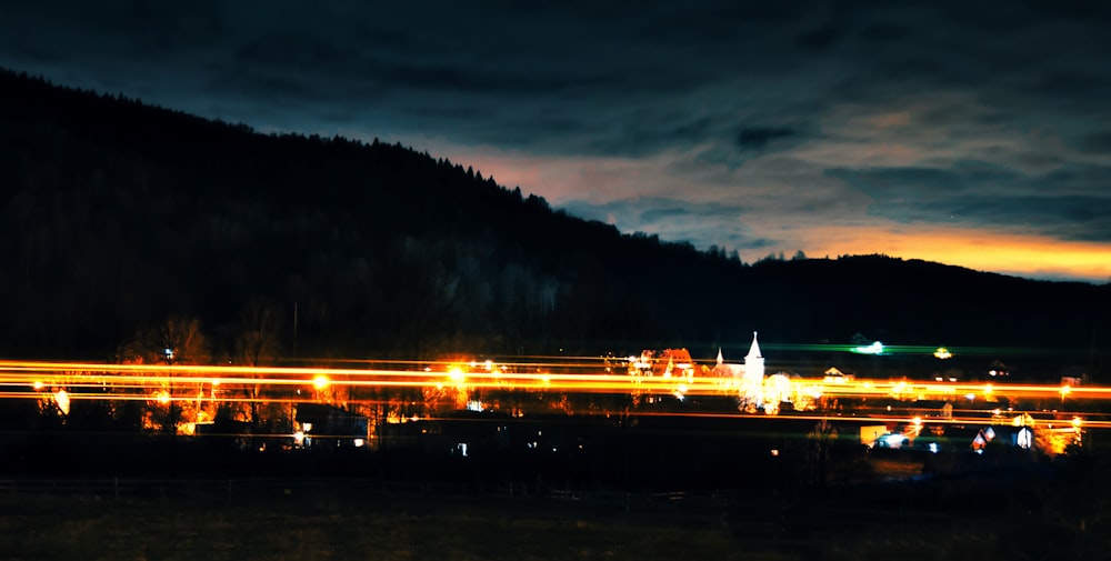 a long exposure of a city at night