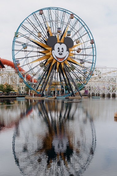 a ferris wheel with a mickey mouse face on it