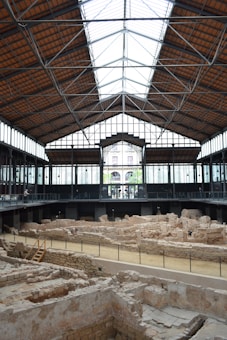 the inside of a building with a lot of stone