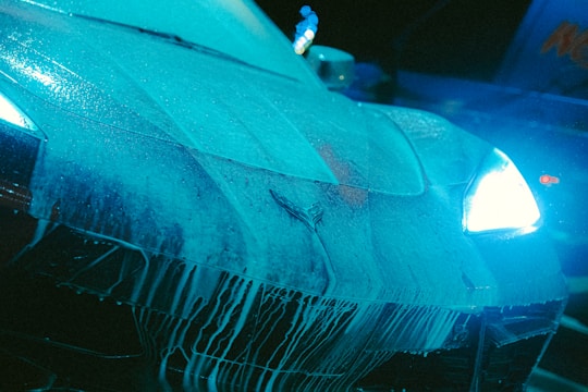 a blue and white umbrella