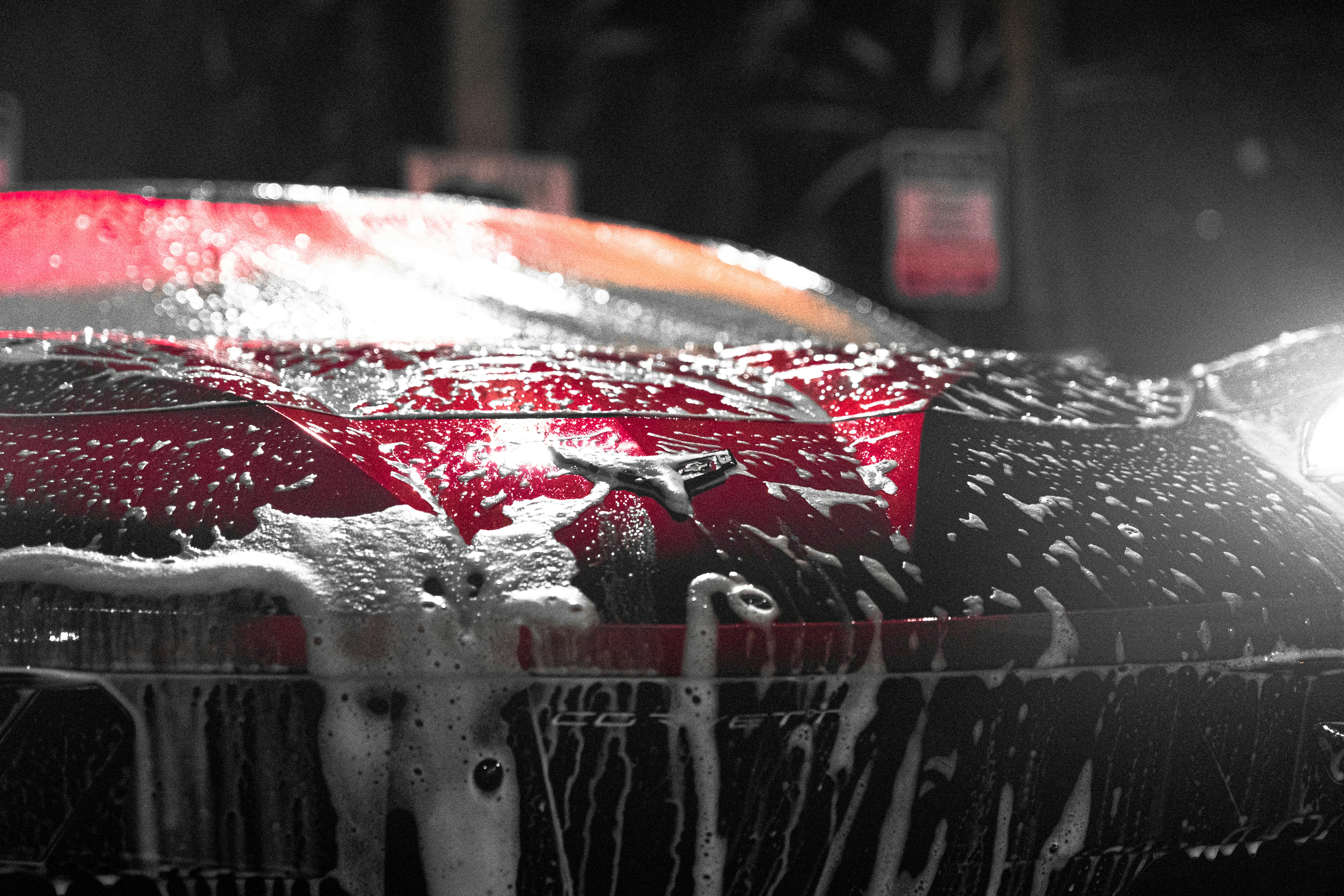 Corvette C8 with soap on it
