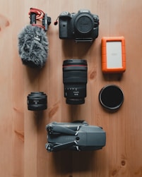 a camera, a microphone, a camera lens, a microphone, and other items