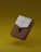 A wooden musical instrument with metal tines, known as a kalimba, is suspended against a plain mustard yellow background. The flat rectangular shape has a sound hole with a delicate decorative pattern around it.