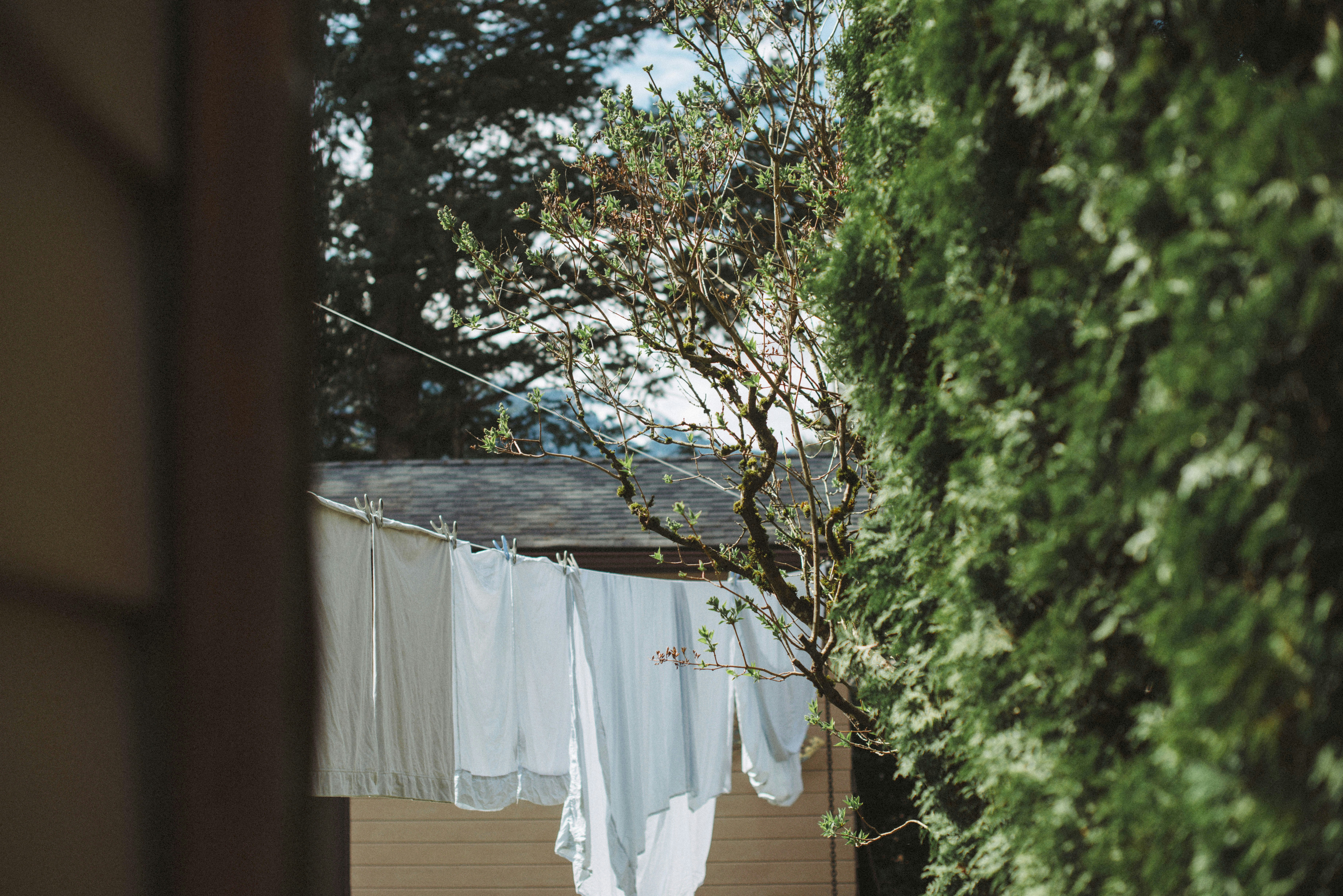 clothes hanging out to dry on a clothes line