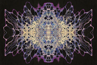 a computer generated image of a blue and purple flower