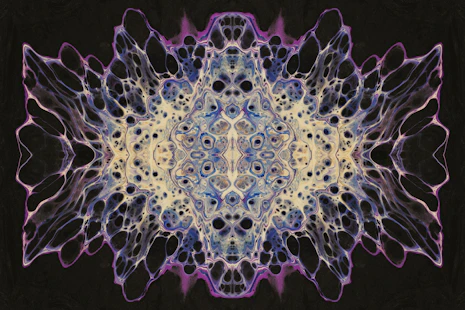 a computer generated image of a blue and purple flower
