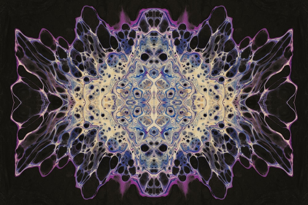 a computer generated image of a blue and purple flower