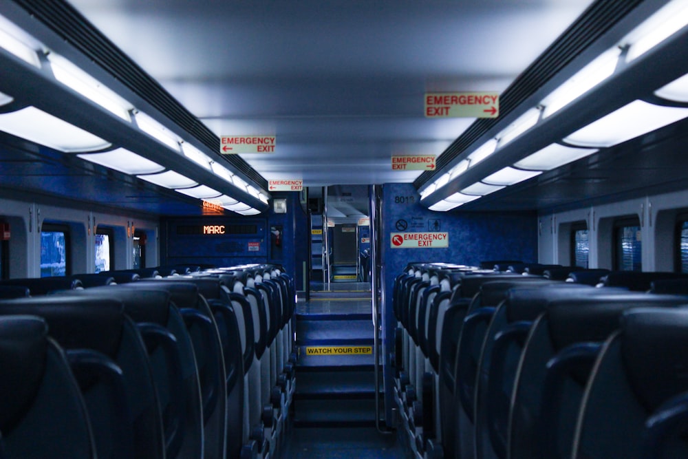 a view of the inside of a passenger train