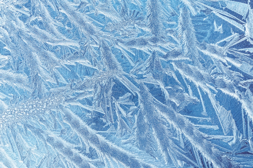 a close up of ice crystals on a window