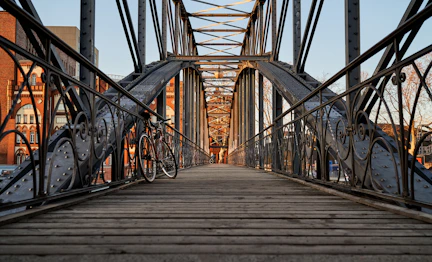 a clock on a bridge