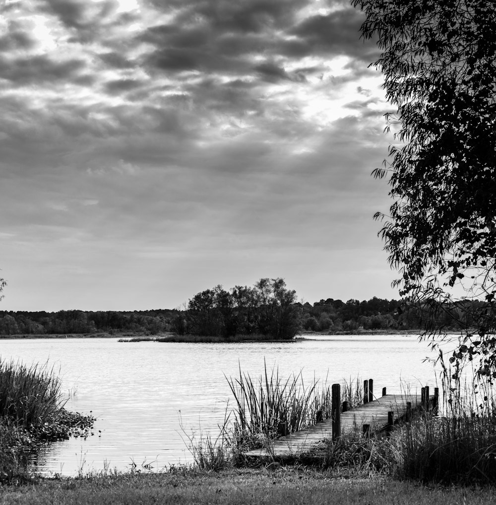 a black and white photo of a body of water