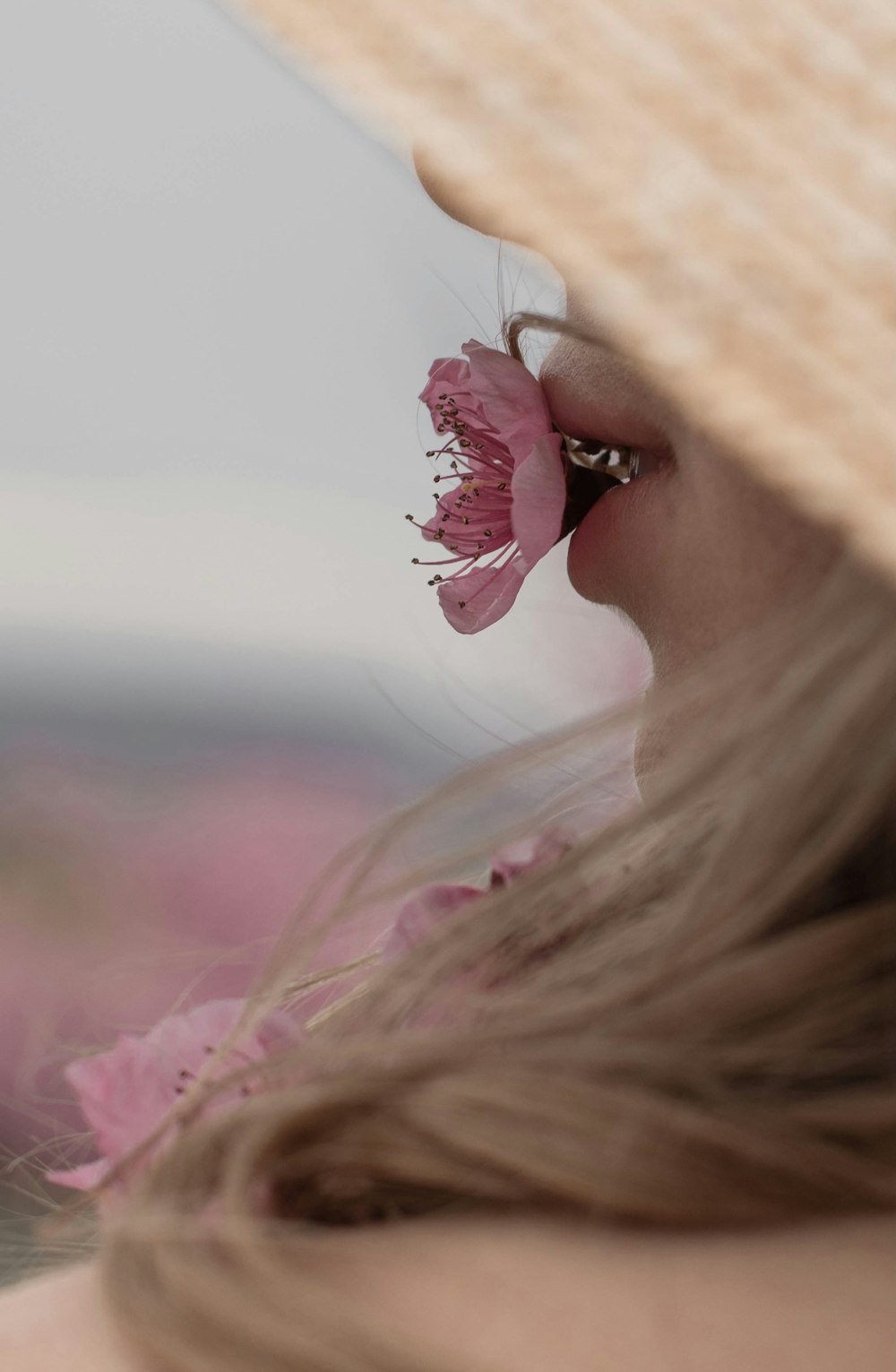 a woman with a flower in her hair