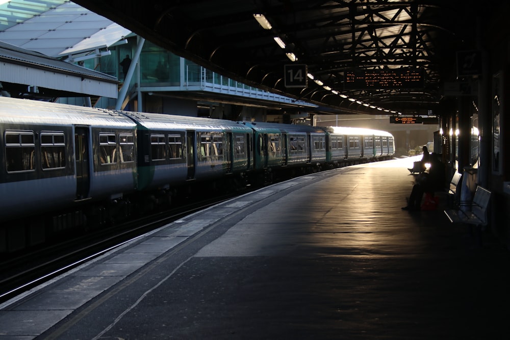 a train is pulling into a train station