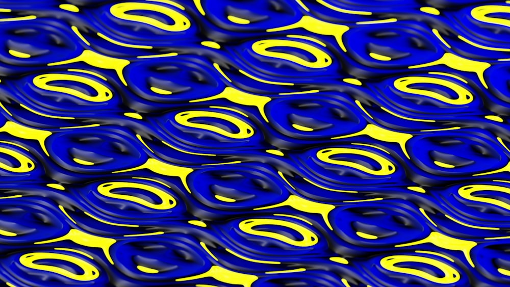 a blue and yellow background with a lot of circles