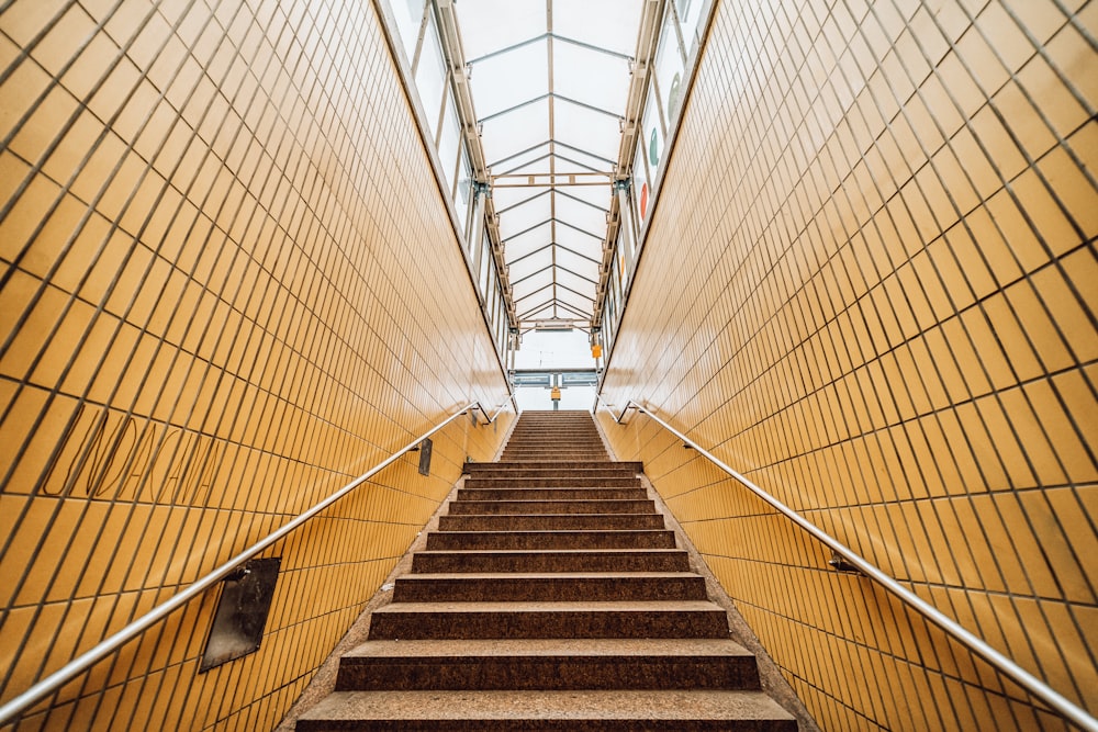 a set of stairs leading up to the top of a building