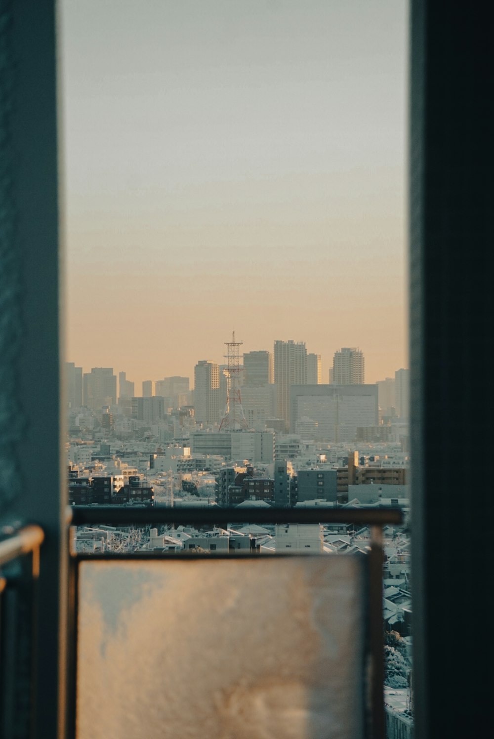 a view of a city from a window