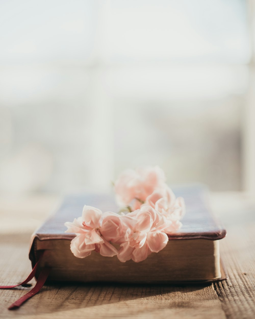 a book with a bunch of flowers on top of it