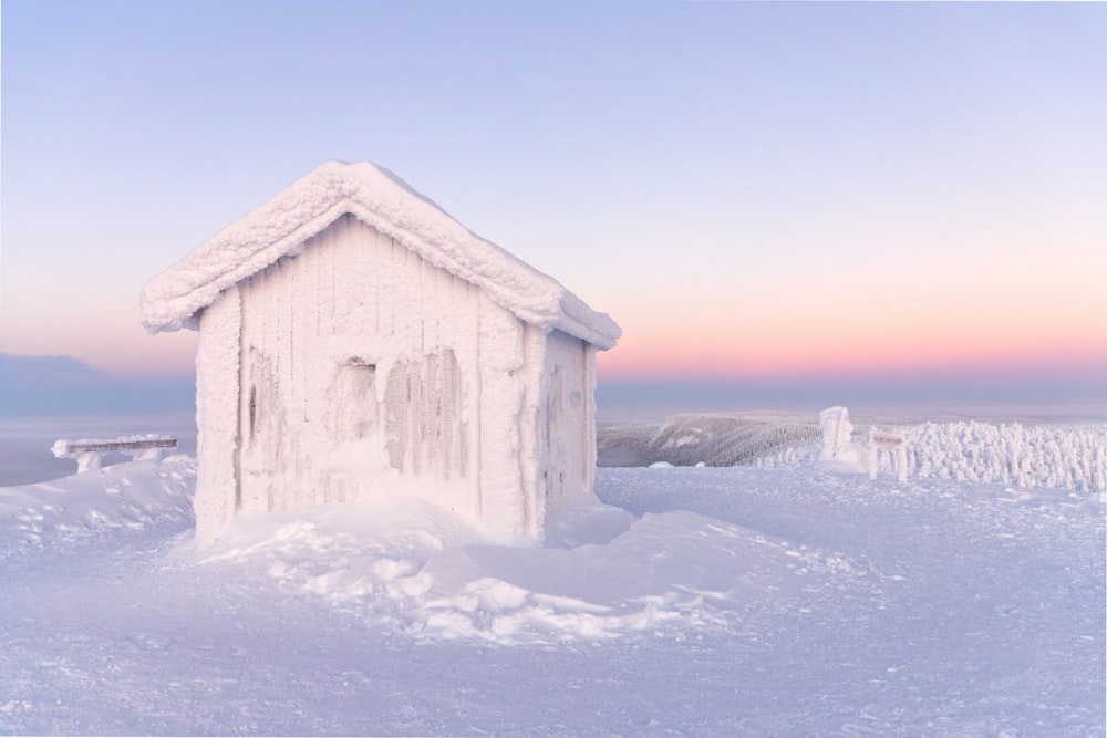 a house made out of ice in the snow