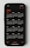 A smartphone displaying a calendar for the year 2022. The months are arranged in three rows on a black screen with white numbers and red accents for the year and certain days.