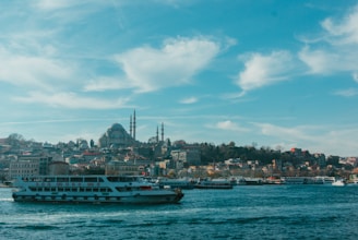 a large boat in a large body of water