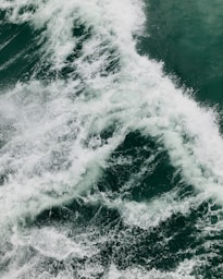a view of the top of a boat in the water