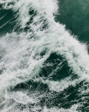 a view of the top of a boat in the water