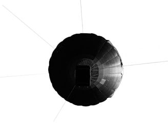 a black and white photo of a hot air balloon