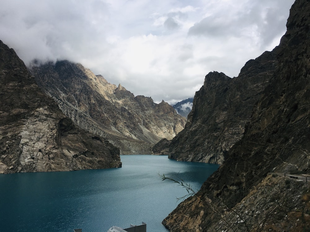 a large body of water surrounded by mountains