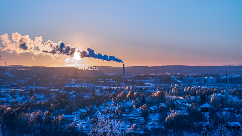 a factory with smoke coming out of it