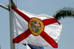 the flag of the state of florida flying in the wind