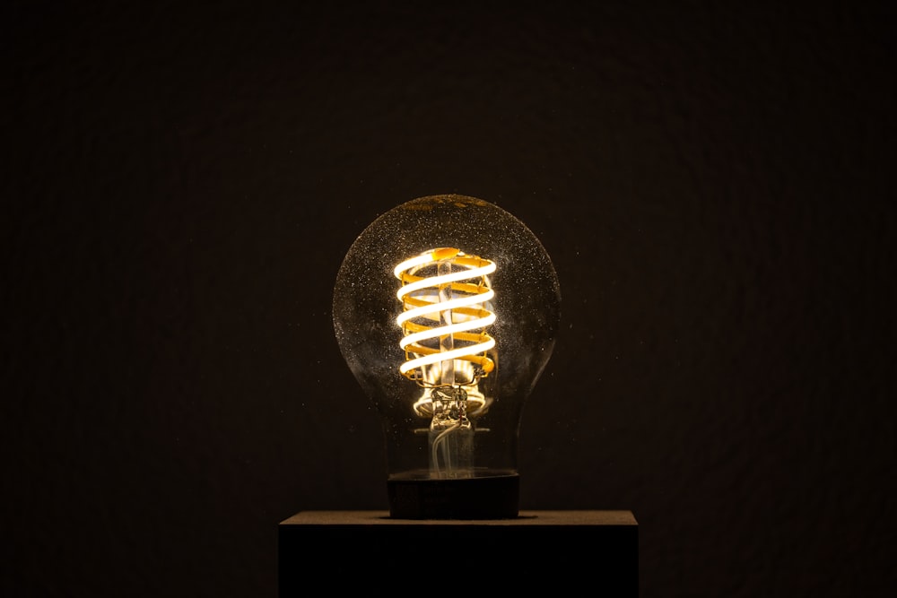 a light bulb that is turned on and turned on