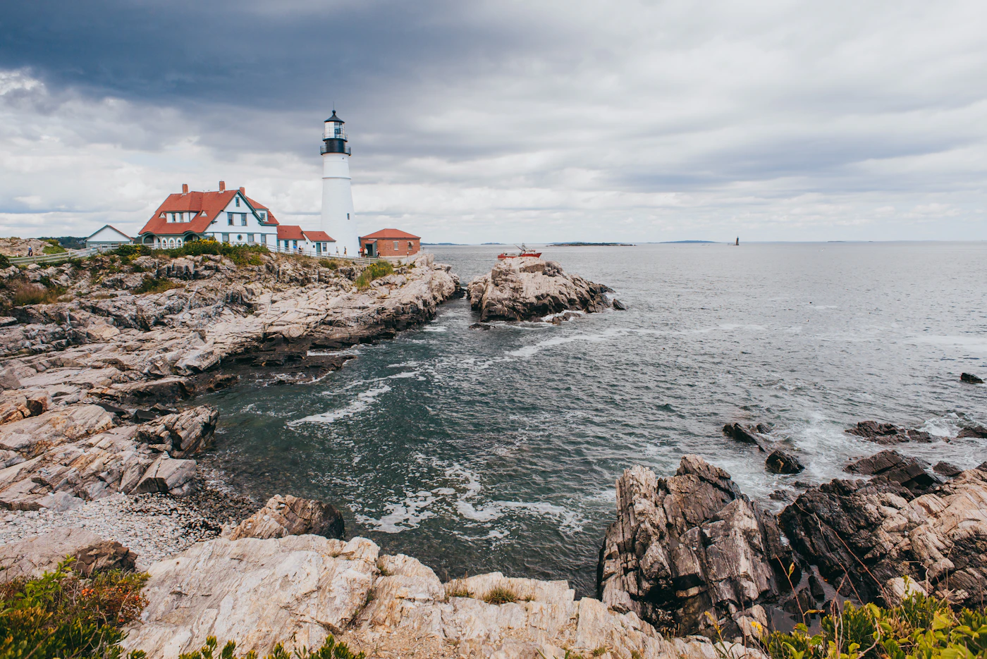 Rocky Maine coastline at Portland Head Light