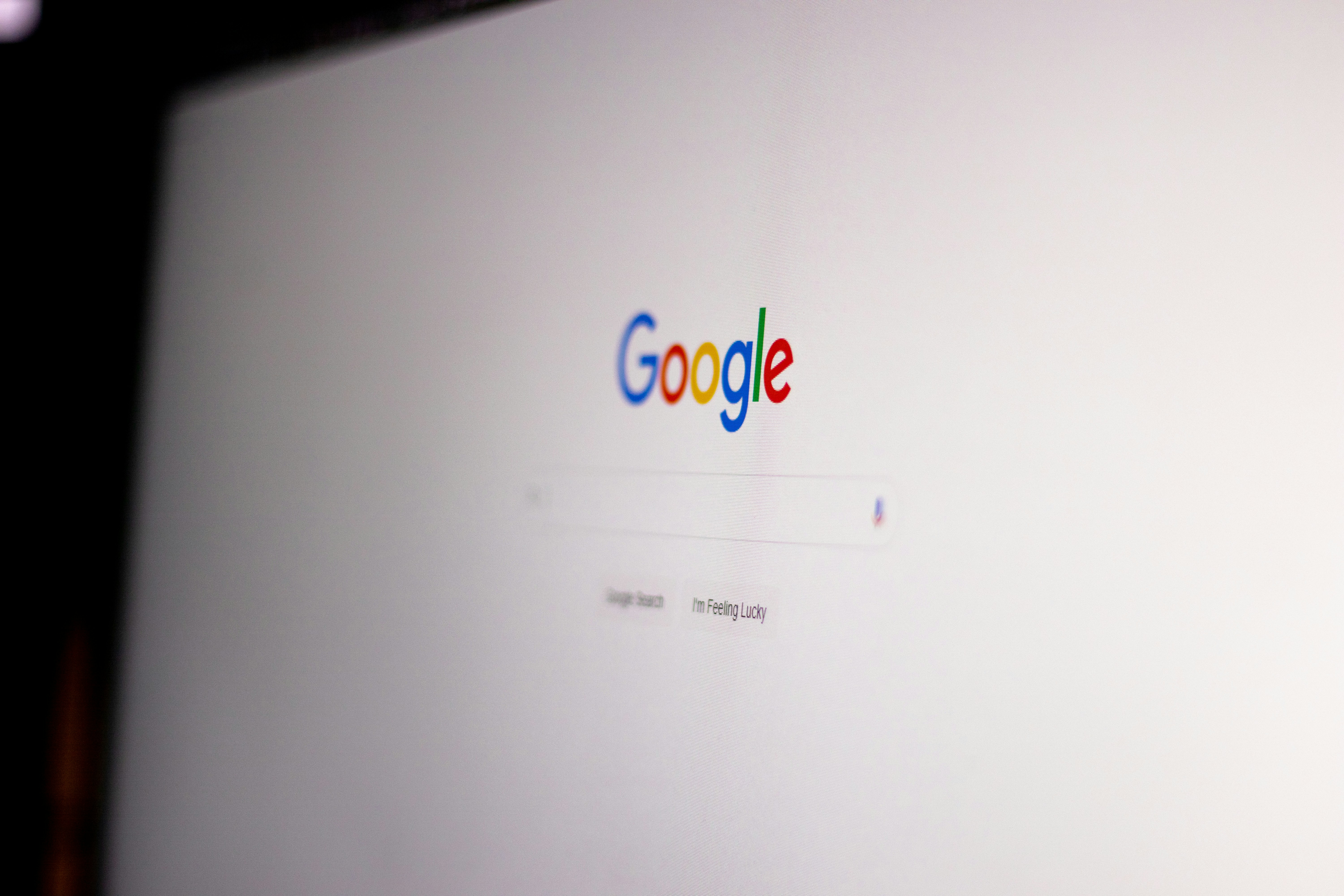 Search engine results on bright white monitor screen