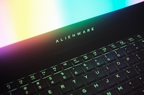 a close up of the keyboard of a laptop
