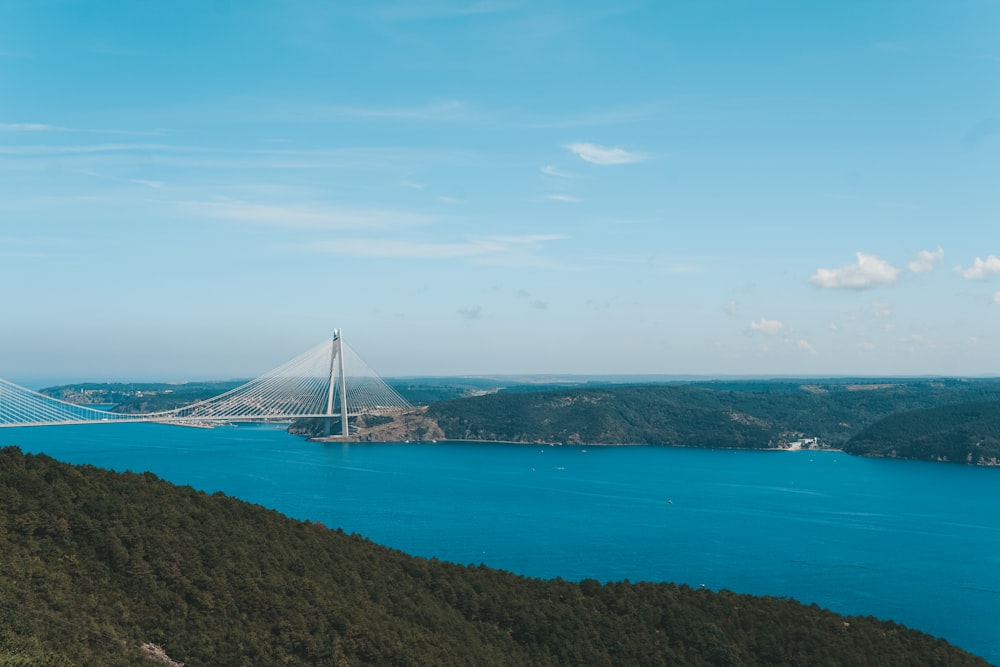 a large bridge spanning over a large body of water