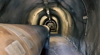 a tunnel with a long pipe going through it